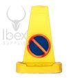 Yellow three sided no waiting cone on white background