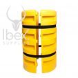 Yellow column protector with fastener on white background