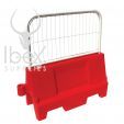 Red Evo water filled barrier with mini mesh fence panel