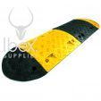 Black and yellow ramp end sections on white background