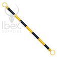 Black and yellow telescopic demarcation pole on white background