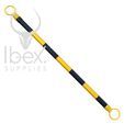 Black and yellow telescopic demarcation pole on white background