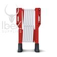 Red and white Titan rectracted barrier on white background