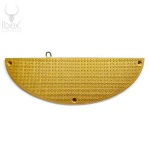Yellow GRP road plate end section on white background