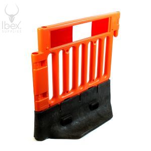 Orange and black Strongwall barrier on white background
