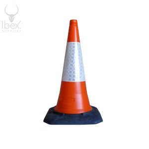 Orange and white traffic cone on white background