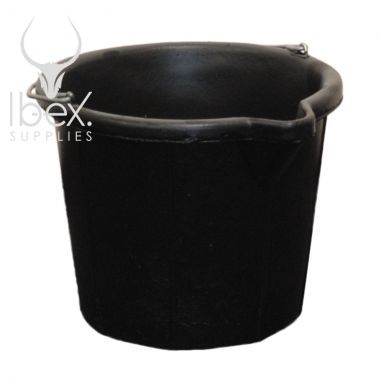 Black two gallon bucket on white background