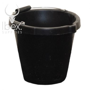 Black 3 gallon bucket on white background
