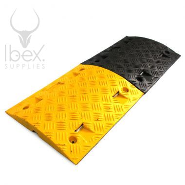 Yellow and black speed ramp mid section on white background