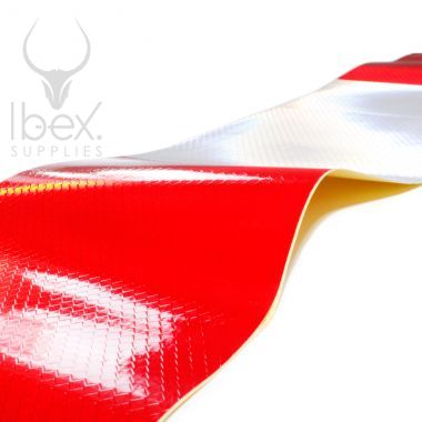 Red and white replacement chapter 8 reflective strips on white background