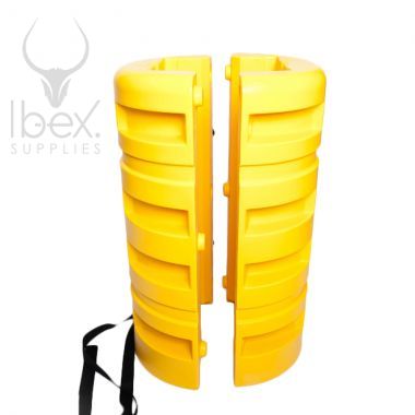 Separated yellow column protector on white background