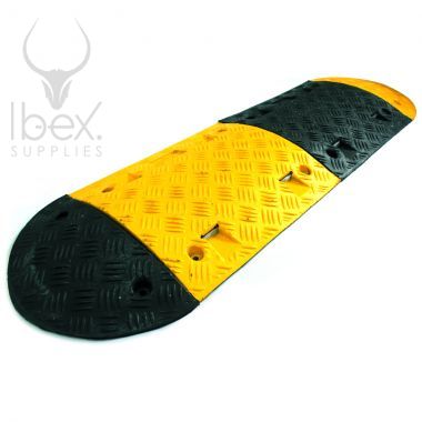 Black and yellow ramp end sections on white background