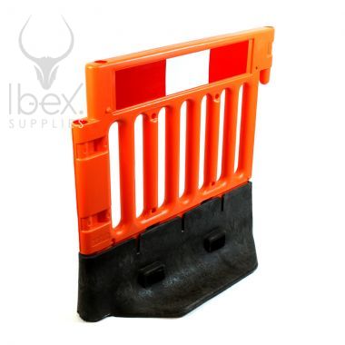 Orange and black Strongwall barrier on white background