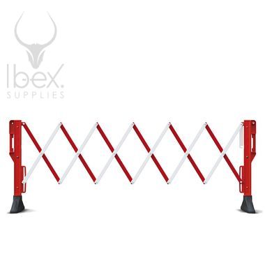 Red and white Titan expanded barrier on white background