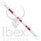 Red and white telescopic demarcation pole on white background
